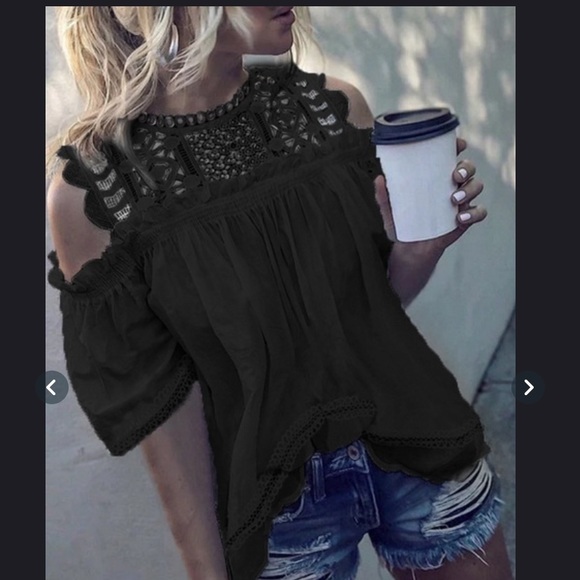 Scarpi’s Swag & Sundries Tops - Scarpi’s Black Boho Cold Shoulder Top